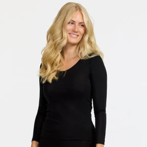 Damella Topp Lång Ärm Ull/Silke Svart